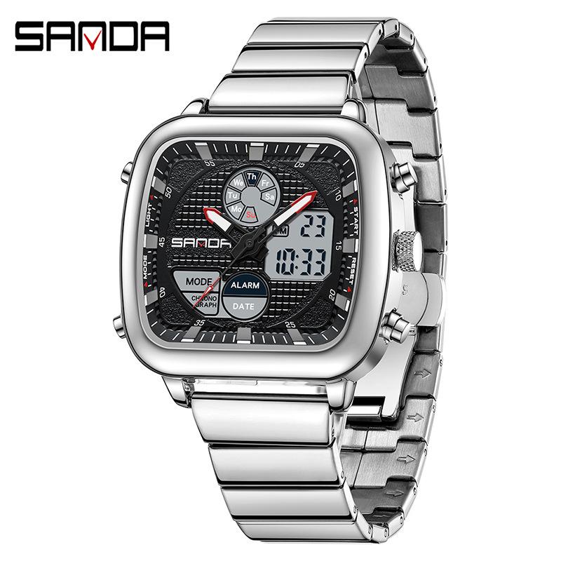 SANDA Multifunctional Square Quartz Electronic Watch for Students - Timer & Casual Wear, Trending Hot Seller.