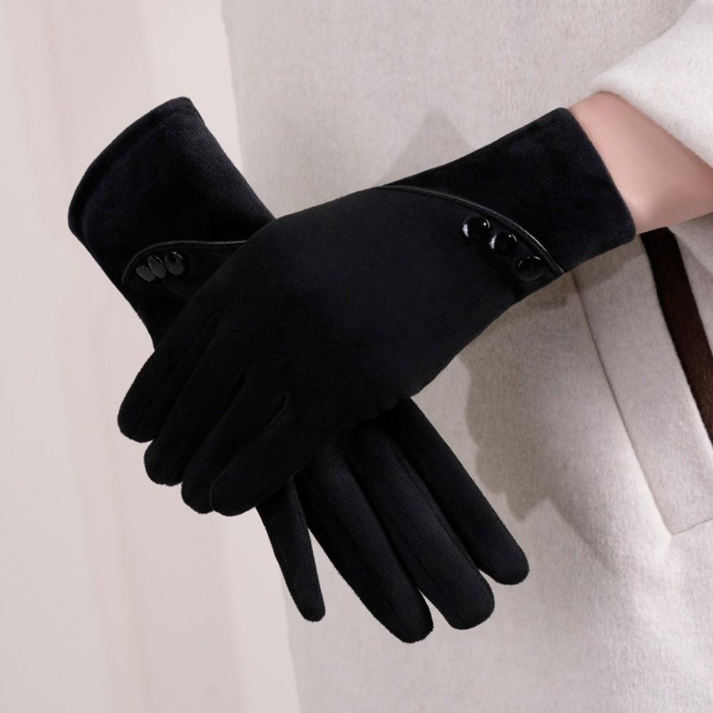 Thick Touch-Screen Gloves Elegant Windproof Suede Gloves Daily Wear Winter Thermal Gloves Driving
