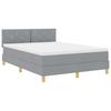LED Box Spring Bed with Headboard Light Gray 140 X 190 Cm Fabric