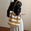 Large Capacity Hollow Weave Tote Bag Contrast Color Summer Beach Straw Handbag Summer