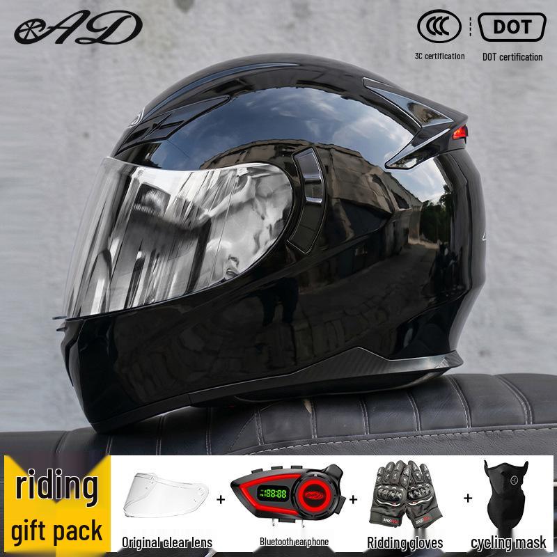 Bluetooth Smart Taillight Flip-Up Motorcycle Helmet for Men and Women - All-Season, Full Coverage for Electric and Off-Road Riding