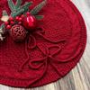 Household 18 In Knitted Christmas Tree Skirt Red/White Round Christmas Tree Mat Polyester Xmas Tree Foot Cover Shopping Mall