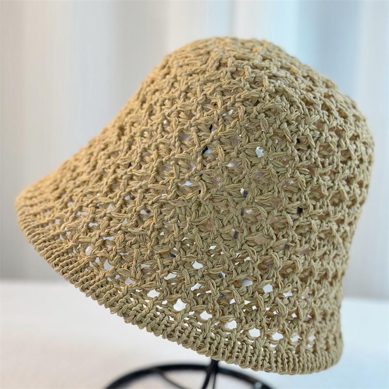 Summer Hollow Bucket Hat Women Breathable Hat Sunscreen Sunshade Bucket Hat Fashion Basin Hat Travel Sun Hat