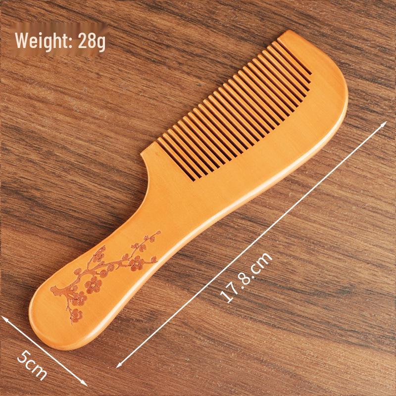 Portable Authentic Peach Wood Pocket Comb - Fine Teeth for Smooth Hair Massage