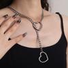 Personlighet Lariat Hjärthalsband Rostfritt Stål Slipkedja Slipkedja Choker Krage Punk Rock Tung Kubansk Lång Kedja För Unisex