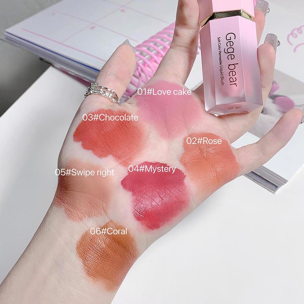 GEGE BEAR Šķidrais vaigu sārtuma krēms 6 krāsas Smooth Velvet Matte Pink Blusher