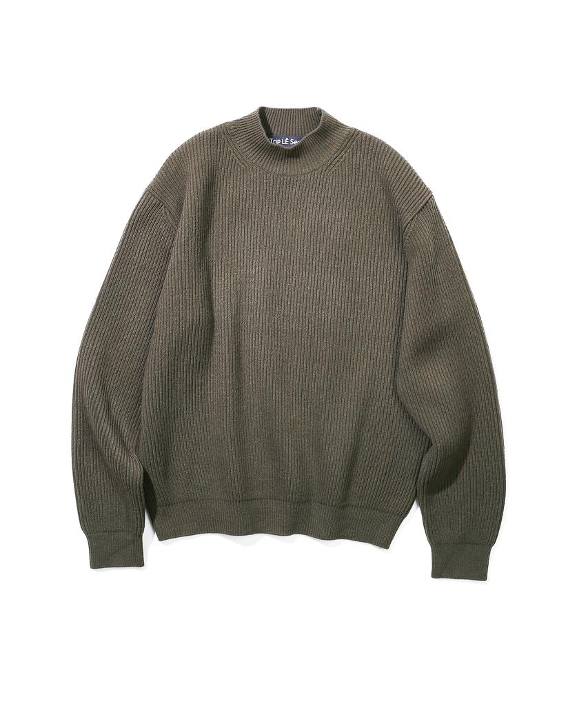TRIP LE SENS Basic Mock Neck Over Knit (Man)_Brown
