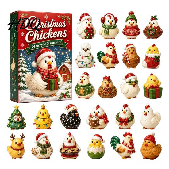 Mini Chicken Figures 24 Days Advent Calendar Farm Animals Countdown Cute Surprise Animal Collectibles Boxes with Hen And Rooster Design for Christmas