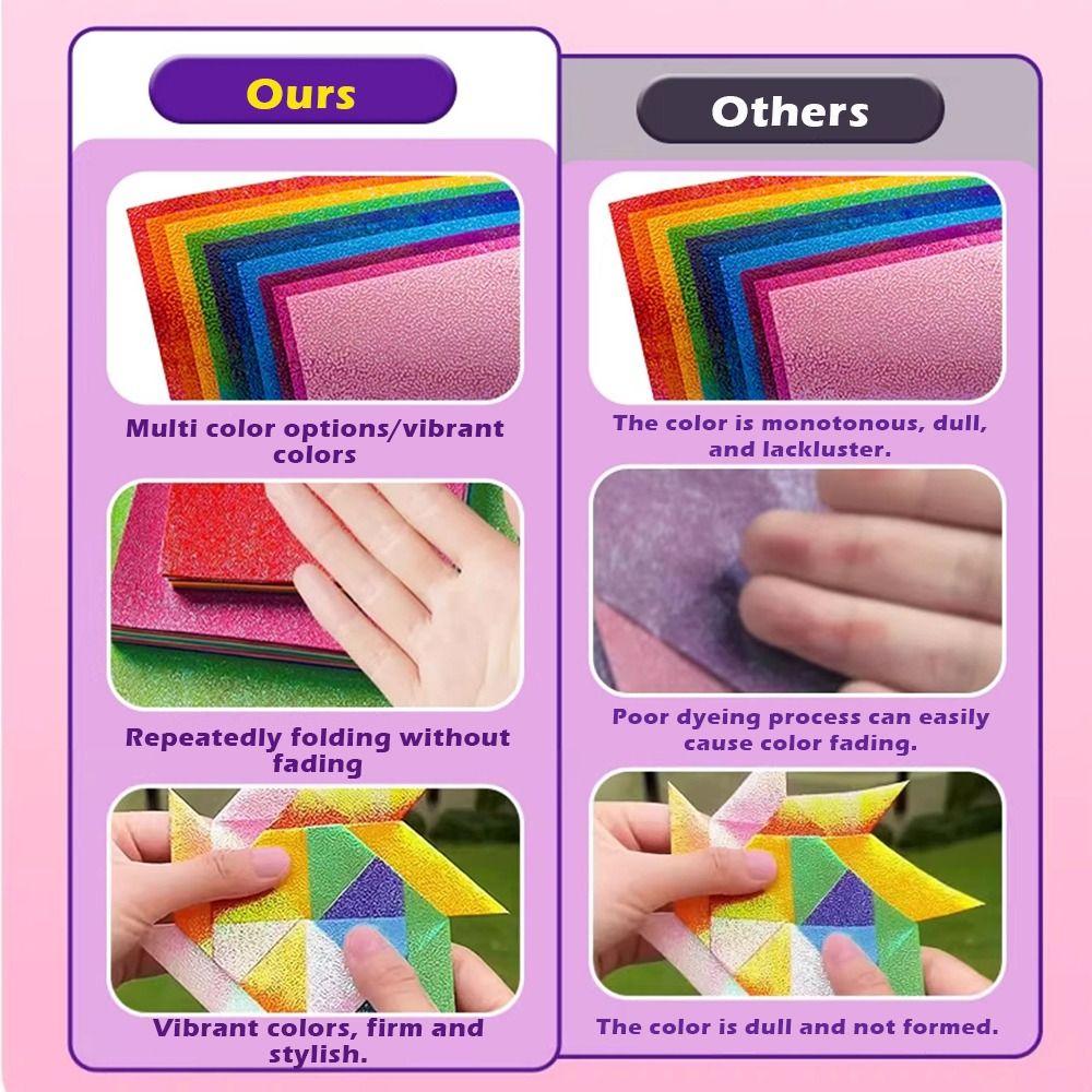 50pcs Multi-functional Laser Pearl Origami Paper Square Glitter Shining Handmade Craft Paper Sparkling Shiny Paper