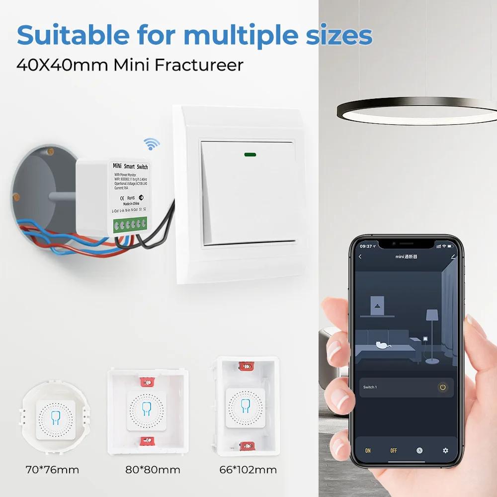 16A Tuya WiFi Smarter Schalter Unterstützt 2-Wege-Steuerung Mini Smarter Leistungsschalter Smarte Lebens-App-Steuerung Sprache Funktioniert mit Alexa Google Home