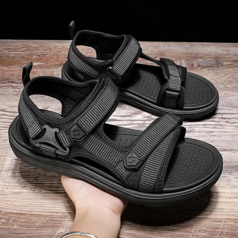 Fashion Black Outdoor Beach Sandals Men Summer Leisure Holiday Sandals Sneakers Men Shoes 2024 New Outdoor Male Retro Comfortable Casual