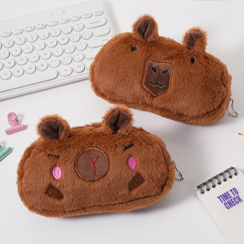 Capybara Plüsch Federmäppchen - Große Kapazität Niedliche Cartoon Schreibwarentasche für Schüler