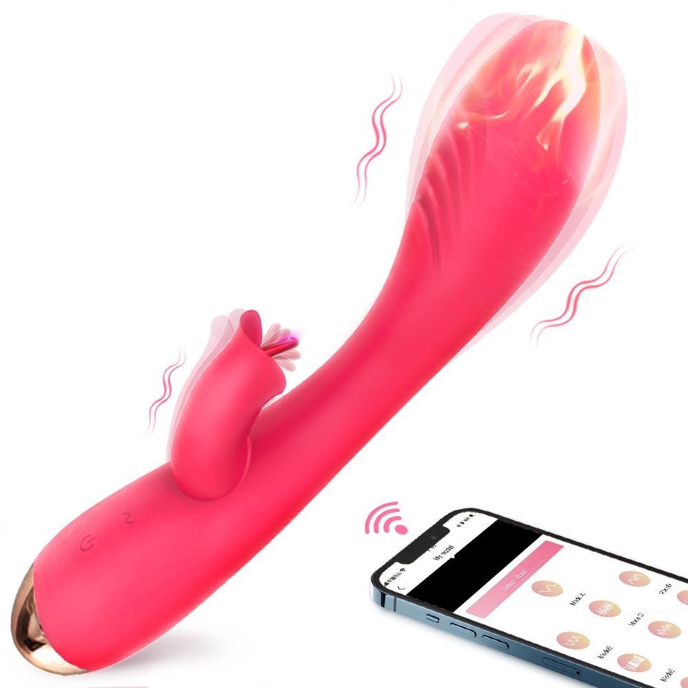 G Spot Couple Vibrator with Heating Function for Clitoris G-spot Stimulation APP Remote Control Vibrator Dildo with 10 Vibrating for Women Couple