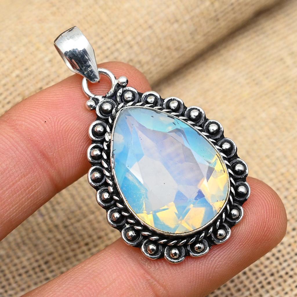 Milky Opal Gemstone Jewelry Handmade 925 Sterling Silver Pedant For Wedding Gift
