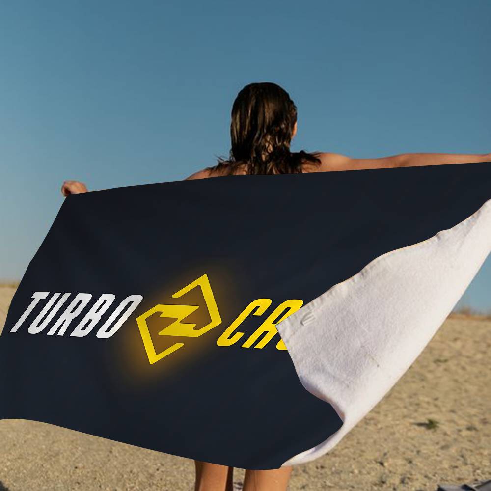 T-Turbo Logo Bath Towel Microfiber Soft Water Absorbing Breathable For Girl Kids Decorative Cartoon Beach Towel