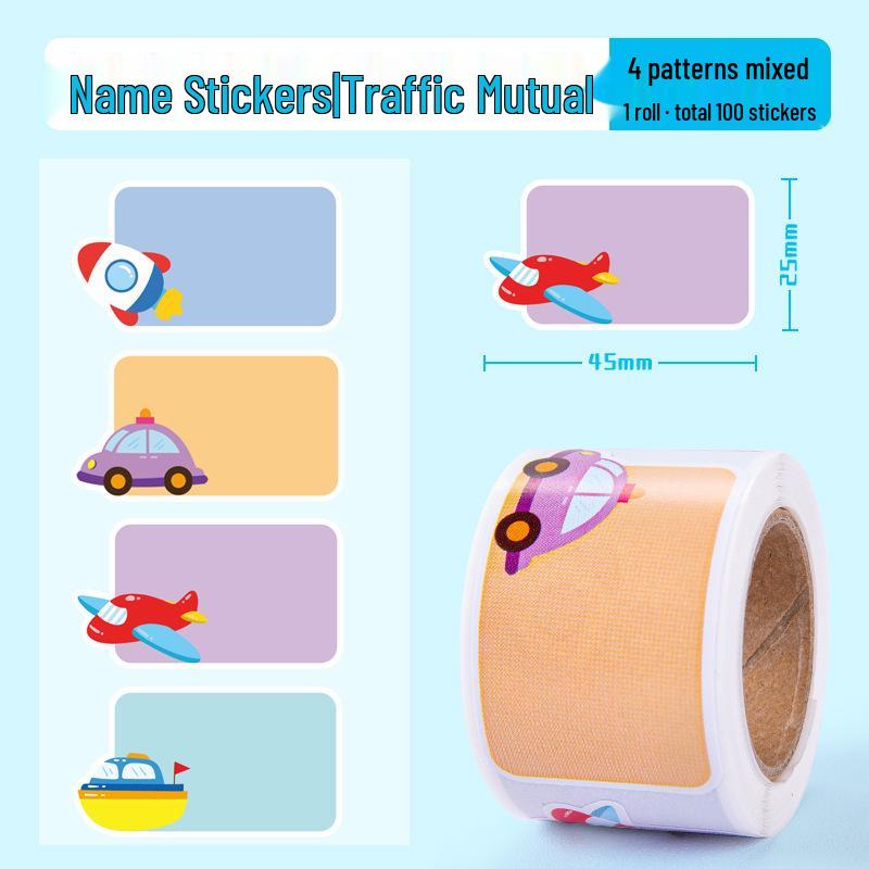 Waterproof Cartoon Name Stickers for Kids' Items - School Bag, Water Cup, and More