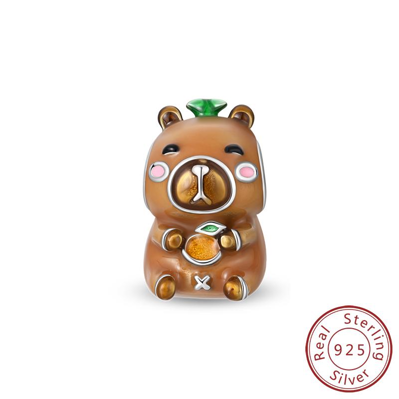 s copper Charm Bead Charms Pendant Capybara Sausage Dog Animal Safety Chain Bead Charms Compatible With Authentic Bracelets Women Jewellery