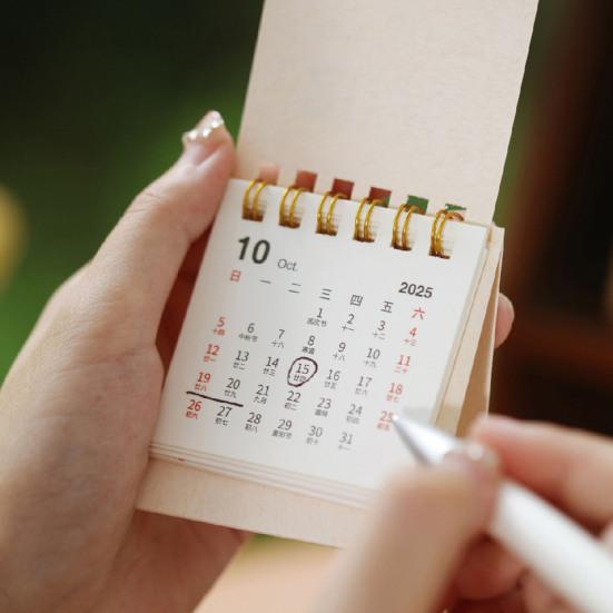 2 Stuks Mini Bureaukalender Okt. 2025-Dec. 2026 14 Maandelijkse Planner Bureau Klein Staand Klapkalender met Dubbele Spiraalbinding voor Thuis Kantoor