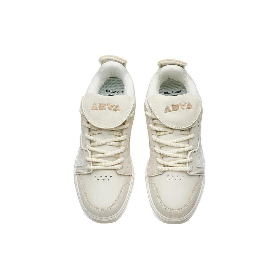Anta AOYU Slip Resistant Cushioning Low Top Skateboard Shoes Women's White Yellow 122238073-2