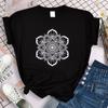 Women T Shirt Streetwear Harajuku Style Flower Short Sleeve T-Shirts Female Kawaii Mandala Graphic Print Black Tshirt Tops Tee
