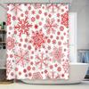 Red Snowflake Shower Curtain Home Decor Bathroom Waterproof Fabric Printing Washable Bathtub Rug White Floral Design