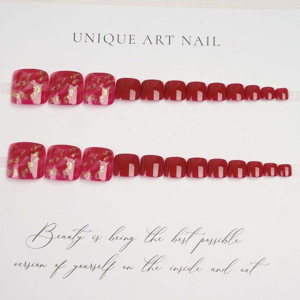 Faux Fingernails False Toe Nails Square Head Press On Nails Fashion Fake Toenails Women