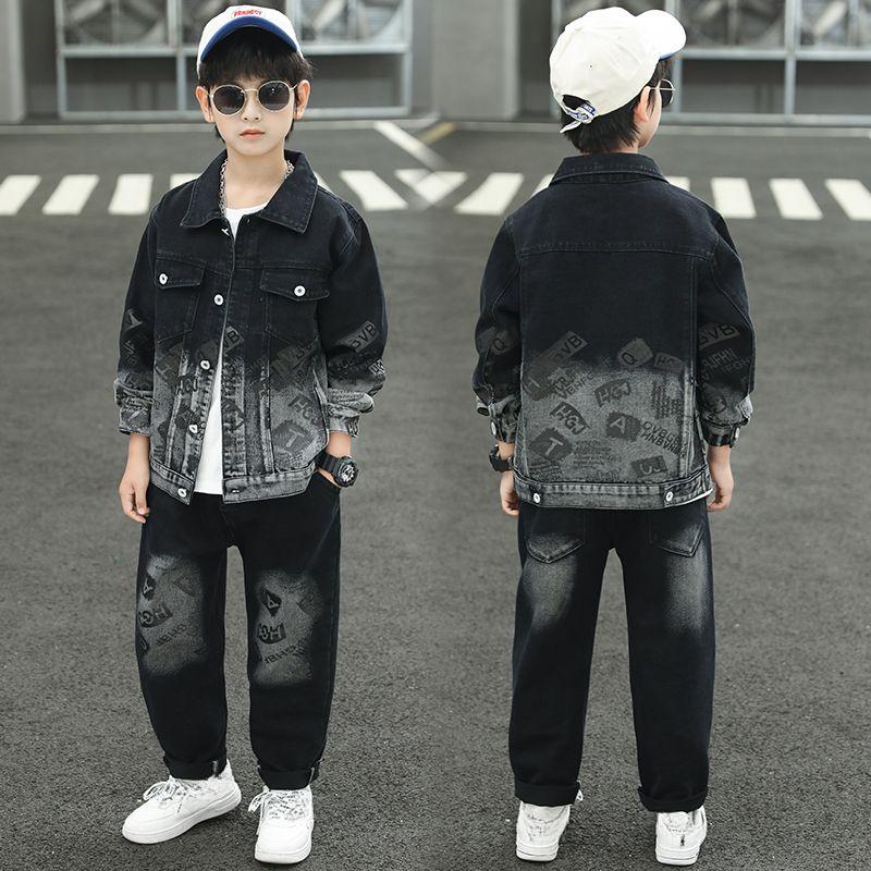 Lente Herfst Denim Pak voor Jongens Van 8 Tot 10 Jaar Kinder Mode Jas van Denim 2-delige Jeans Set