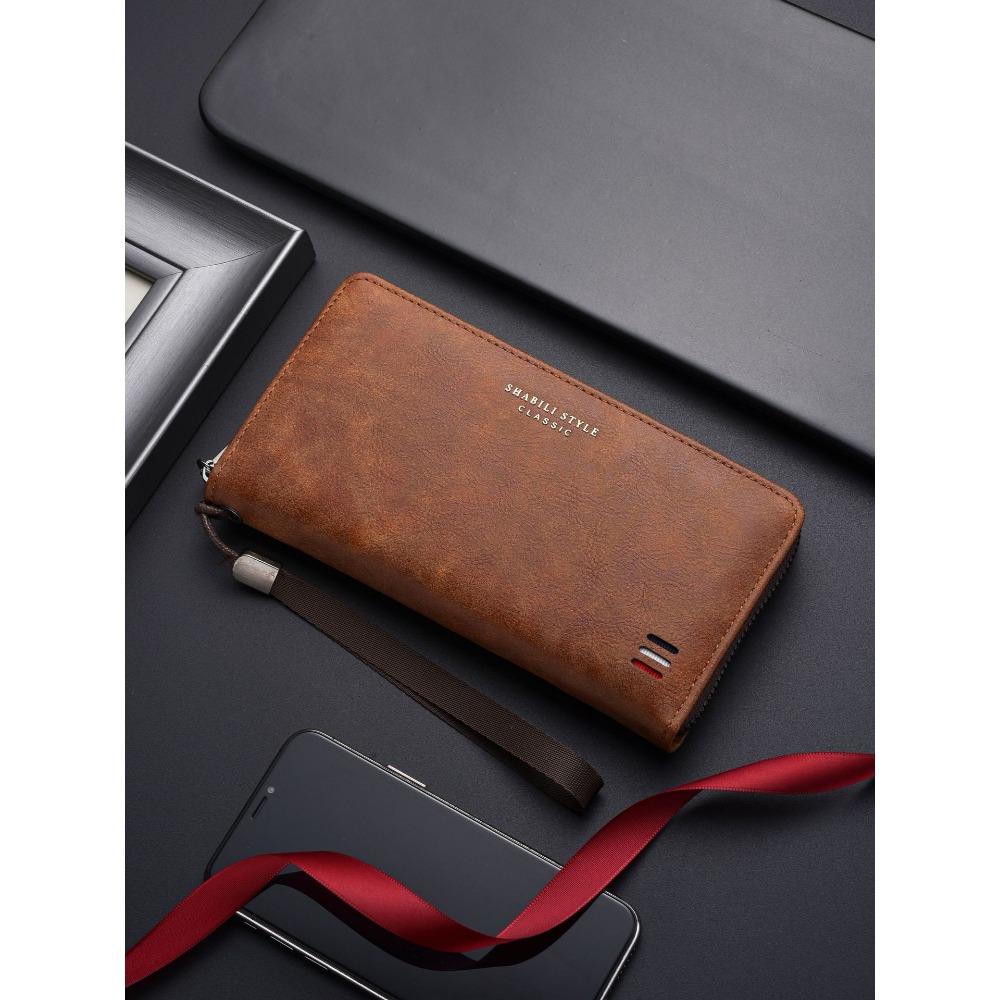 Herren Geldbörsen Lange Geldbörse, Leder Kartenhalter, Münzfach, Business-Stil
