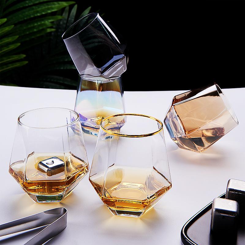 2 stuks/1 stuk Zeshoekig Glas Cadeau voor Vriend 320ml Kleurrijk Transparant Drinkgerei Whiskey Wijn Glazen Huishouden Sap Glas Water Glazen