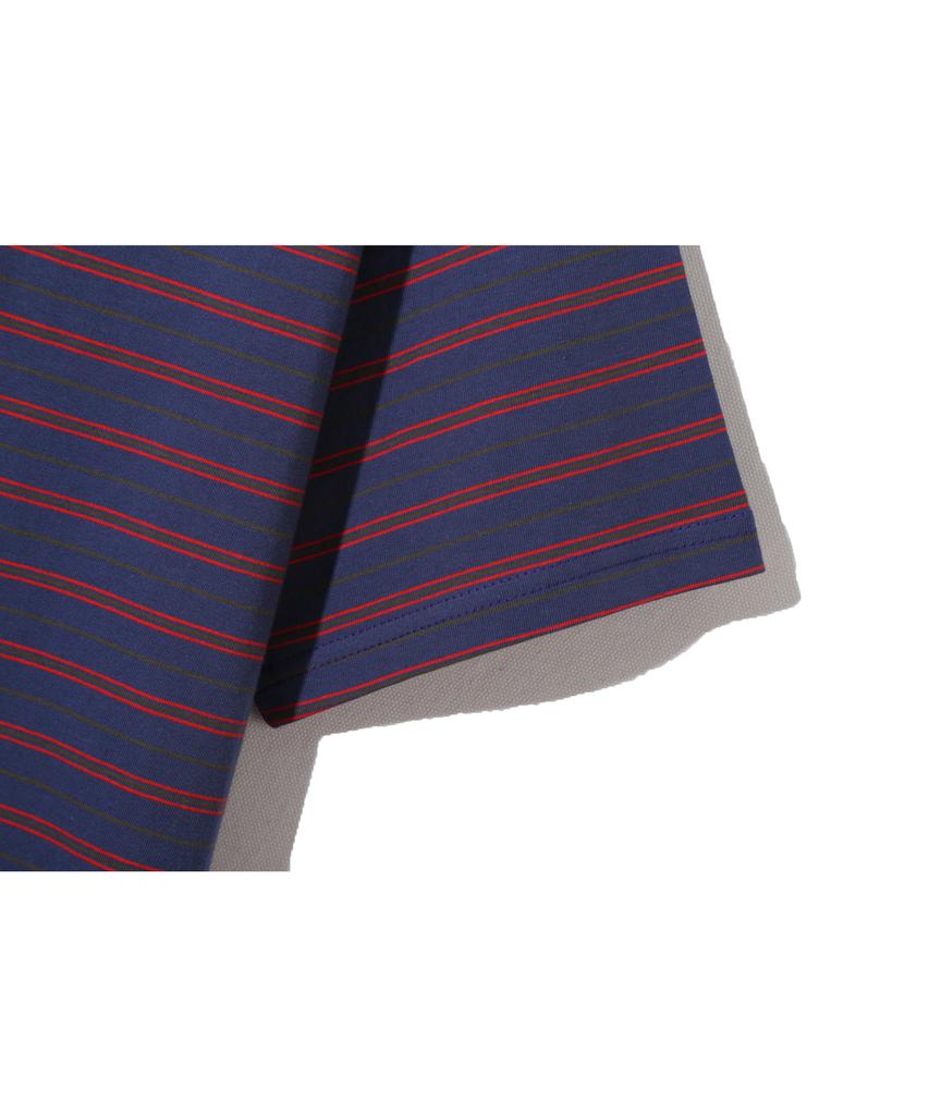 BASEMOMENT Striped Border Crop T-Shirt Blue