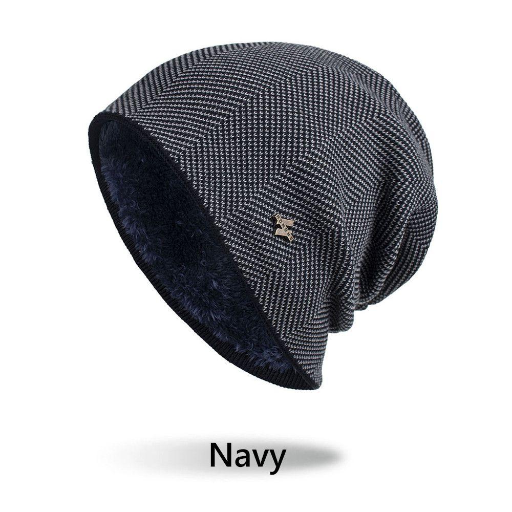 Unisex Solid Gorros Skullies Winter Warm Hat Men's Knitted Hat Thick Fleece Hat Casual Beanies
