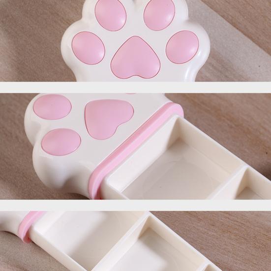 Yangyizhi Portable Pill Box, Cute Cat Paw Design, with Sealed Buckle Lid, Moisture-Proof 3 Compartment Organizer, Medicine Holder for Adults