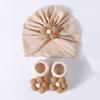 Flower Baby Headscarf Hat Soft Cotton Hat Sock Set Infant Turban Hat Socks Set  Newborn Supplies
