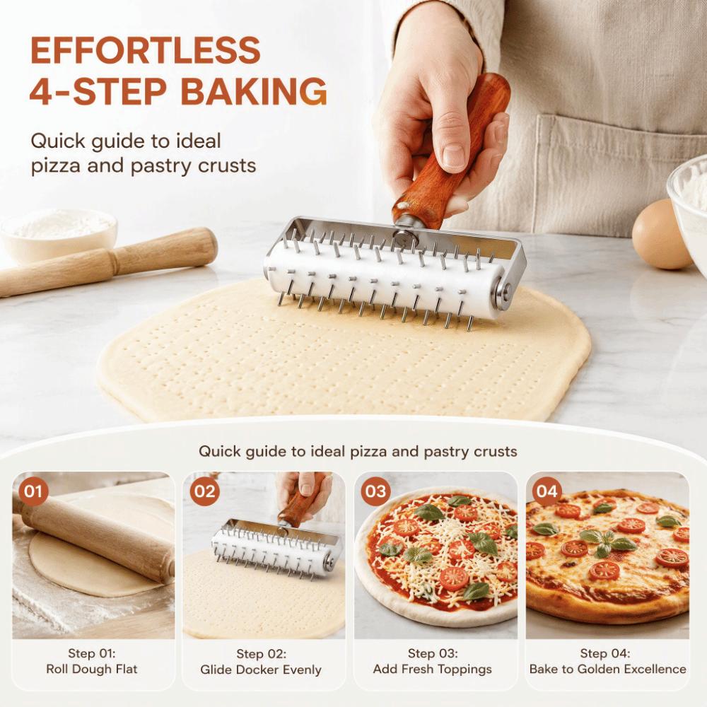 Mirror Polish Pastry Roller Stainless Steel Dough Needle Roller Dough Docker  Homemade Baking
