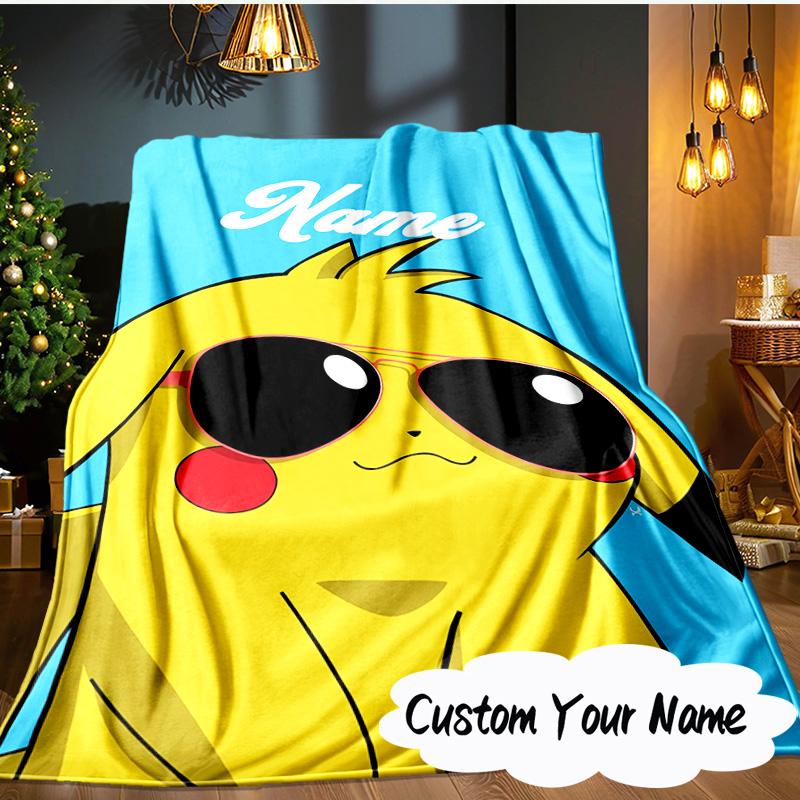 Custom Name Pika Adventure Hat Blanket Ideal Bedding Blanket Perfect for Travel, Camping, Living Rooms, Offices, Sofas, Fan Christmas Gift