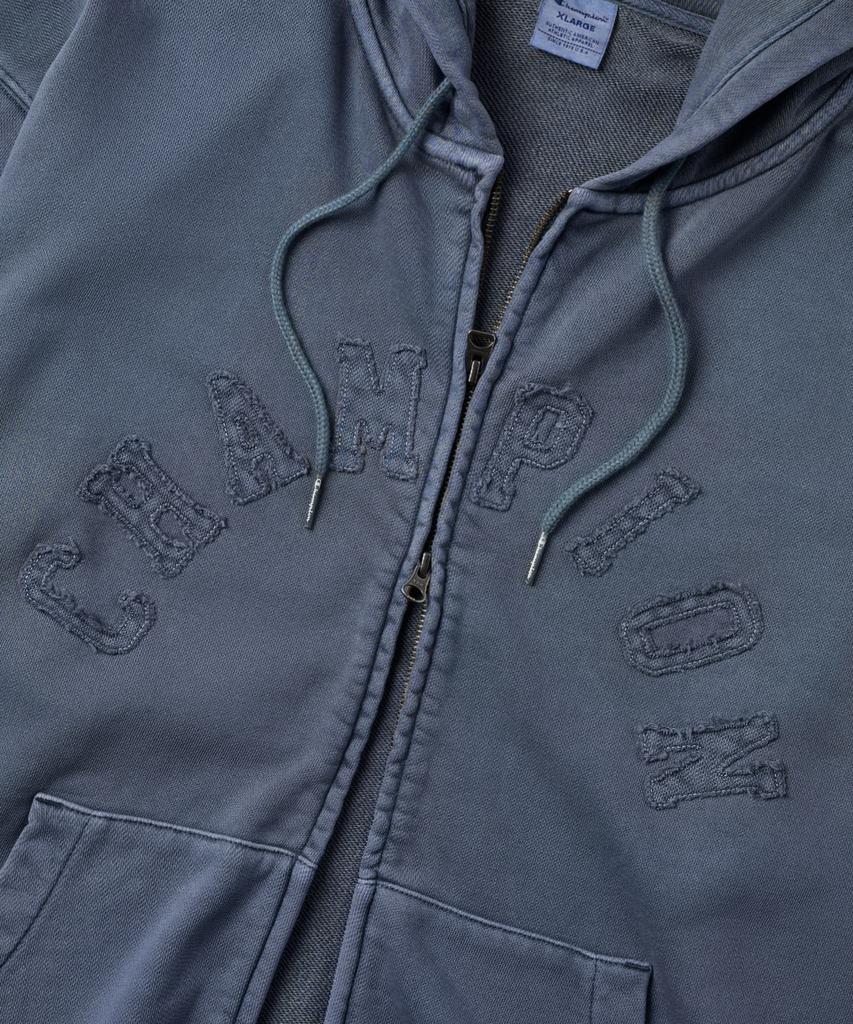 Champion Arch Logo Loose Fit Applique Dyed Zip-Up Hoodie Blue