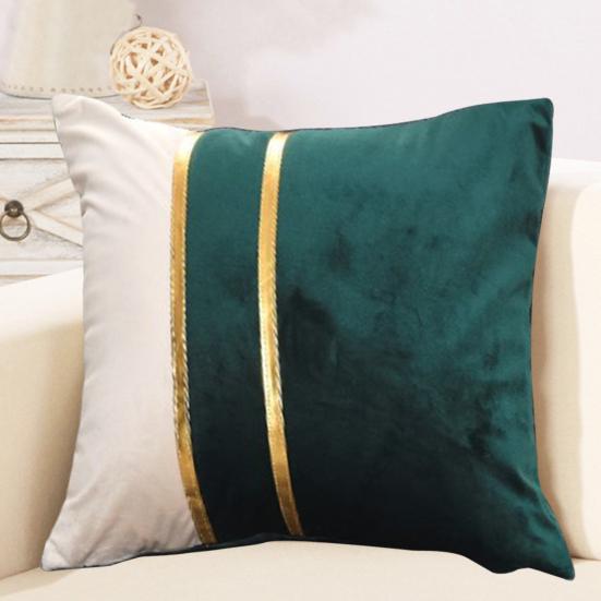 Pillow Case Plush Two-color Splicing Throw Pillow Cover Soft Stylish Decorative Cover with Hidden Zipper
