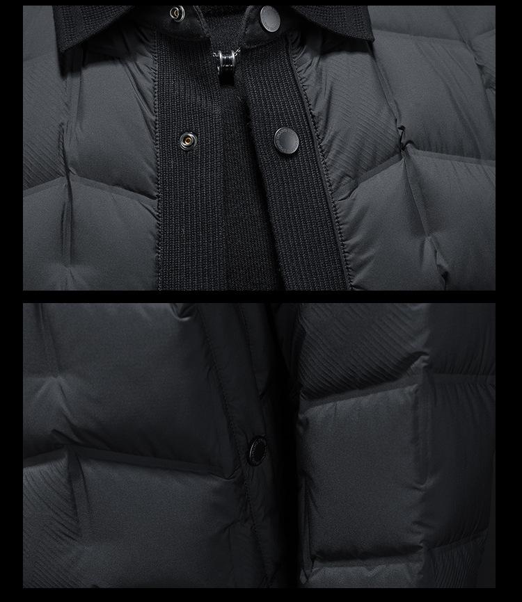 2025 Winter Men's Lapel Down Jacket: Casual Knit Patchwork, Thick, Short Coat
