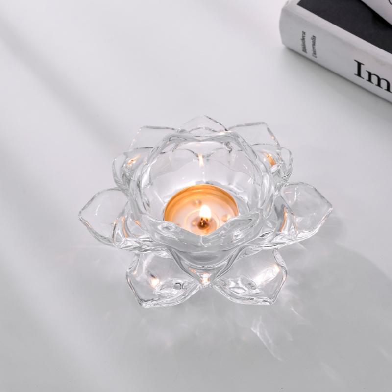 Moderner Minimalistischer Chinesischer Lotus Glas Kerzenhalter Heimdeko Duftende Aromatherapie Vase