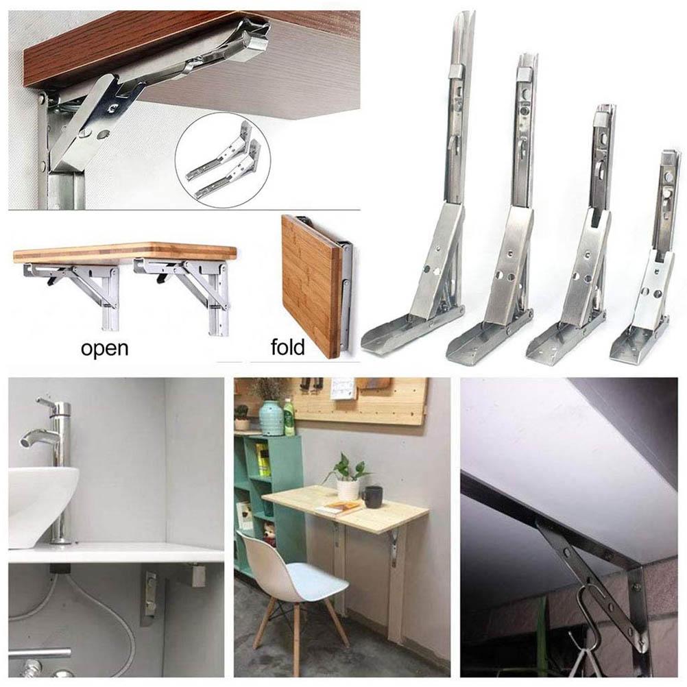 2 pièces Équerres d'étagère pliantes Acier inoxydable Étagère pliante murale pour équerre DIY