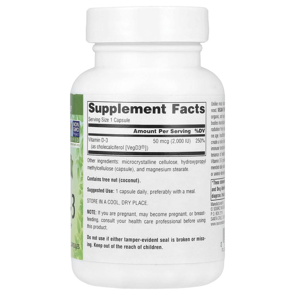 Vegan True®, Non-GMO Vitamin D3, 50Mcg (2,000Iu), 120 Veggie Capsules