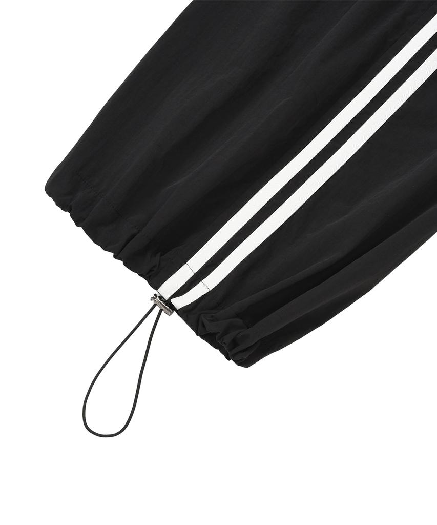 LMR Layered Track Nylon Skirt Pants Black
