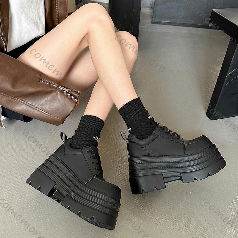 Fashion Comemore Thick Bottom Fashion Women Pumps Spring Autumn New Height Increase Black Lace Mary Jane Loafers Female High Heels Shoes