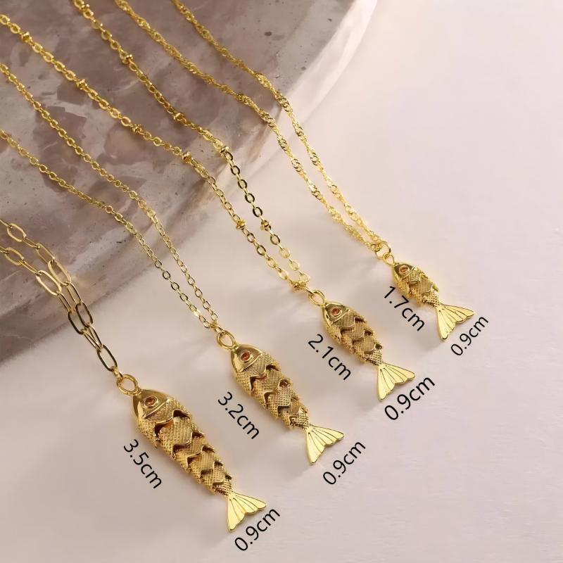 Retro Fish Koi Personalized Light Luxury Stainless Steel Pendant Necklace For Women Choker Accessories Unisex Party Gift