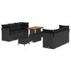 9 Piece Garden Sofa Set with Cushions Black Poly Rattan