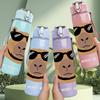1PC Sunglasses Wearing Capybara Bust 750ml Color Plastic Water Bottle Leakproof Flip Straw Lid For Sports Office Home Use