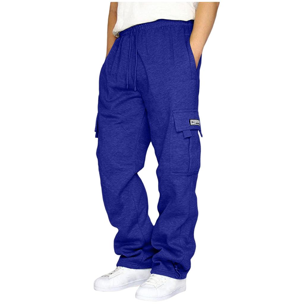 Pantalones Cargo Casuales para Hombre con Múltiples Bolsillos, Corte Holgado, Pantalones de Trabajo con Cintura de Cordón y Puños Ajustables para Uso Diario