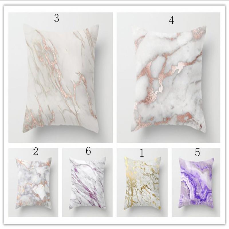 Elegant Marble Pattern Square Cushion Cover Made From Soft Peach Skin Fabric 18 Inches