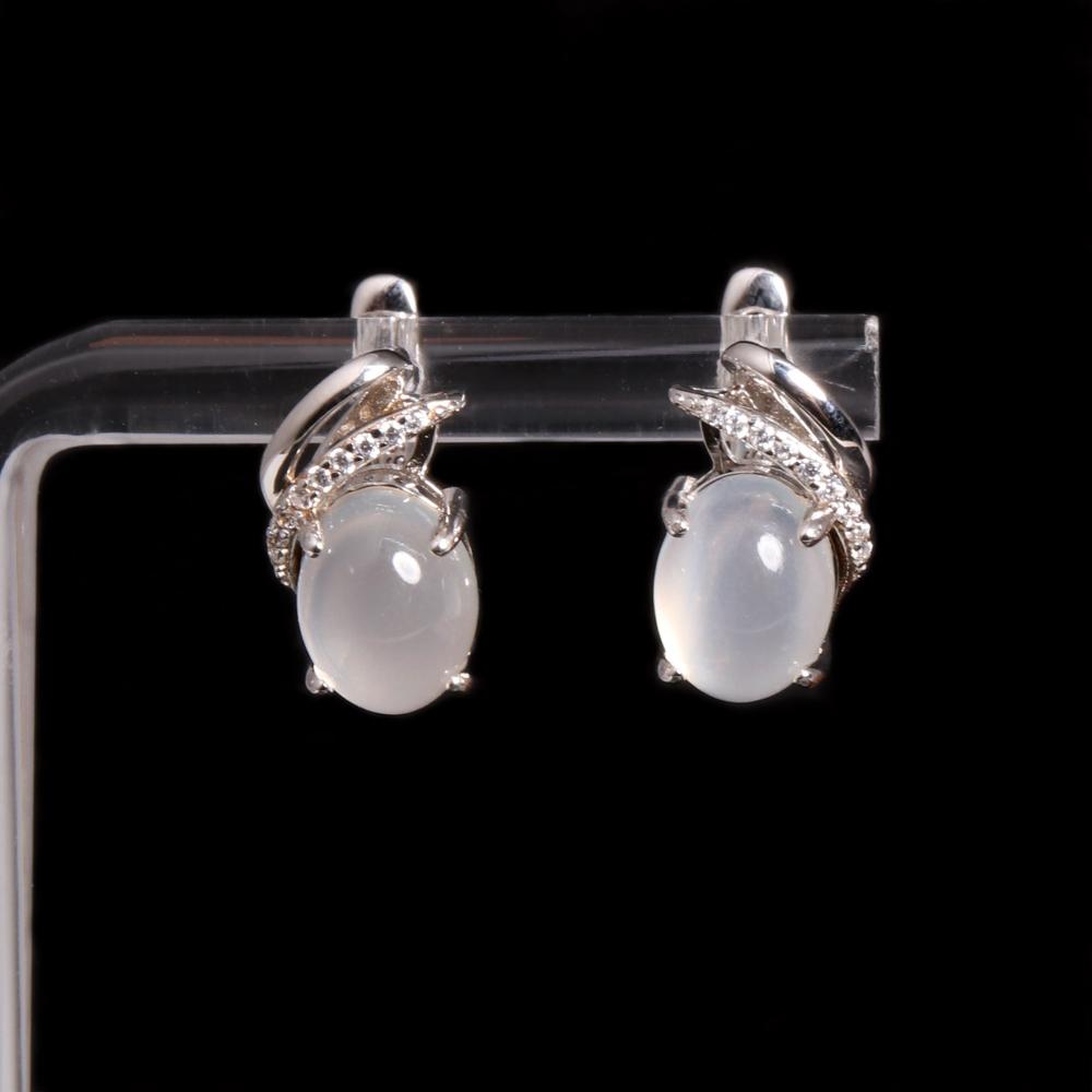 Light Luxury Elegant Natural White Moonstone Earrings 925 Sterling Silver Fashion Jewelry for Women and Girls Birthday Gifts