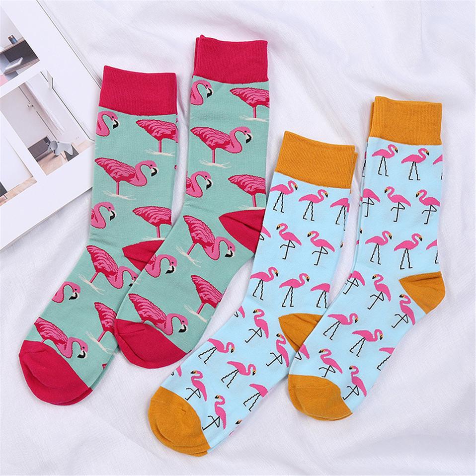 Lustige Paar Socken Harajuku Frühling Crew Casual Happy Sock Frauen Kunst Flamingo Mode süße Frau Socke
